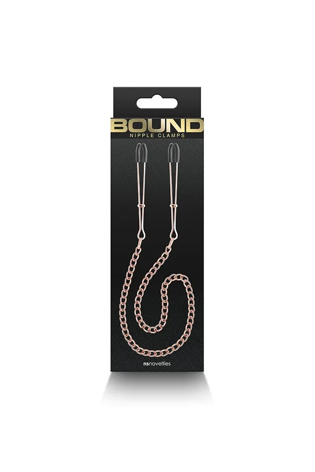 Vibrators NS NOVELTIES NS Novelties Bound Thin Chain Tweezer Nipple Clamps Rose Gold
