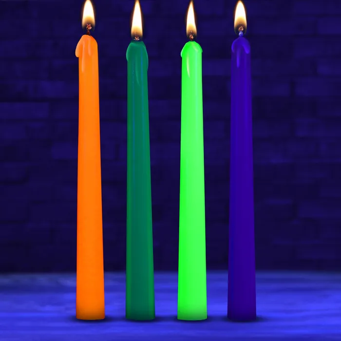 Master Series Vibrators 4pk Glow Wax UV Blacklight Reactive Drip Candles