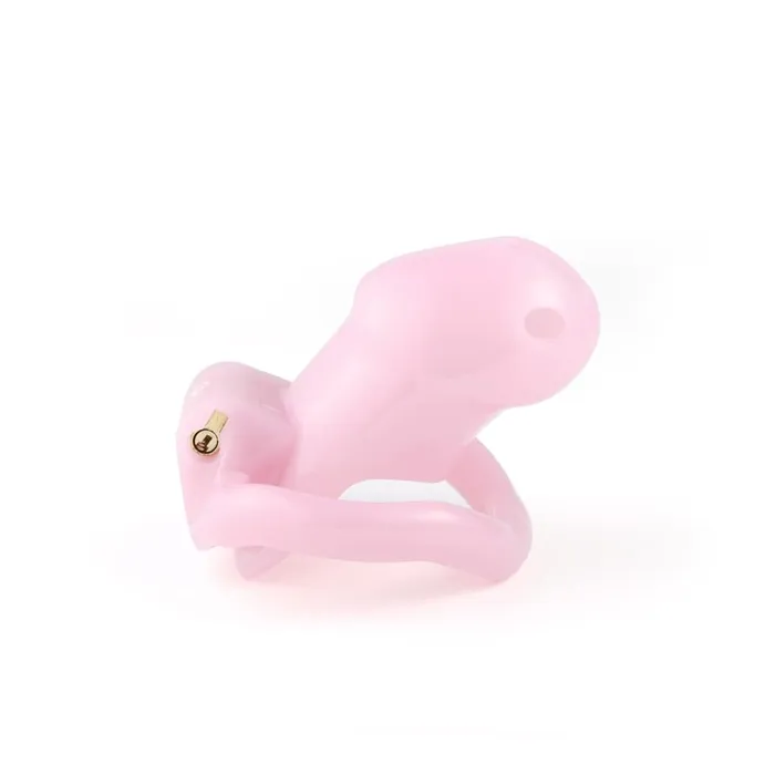 Pink Slick Tiny Silicone Chastity Cage Lovegasm Male Sex Toys