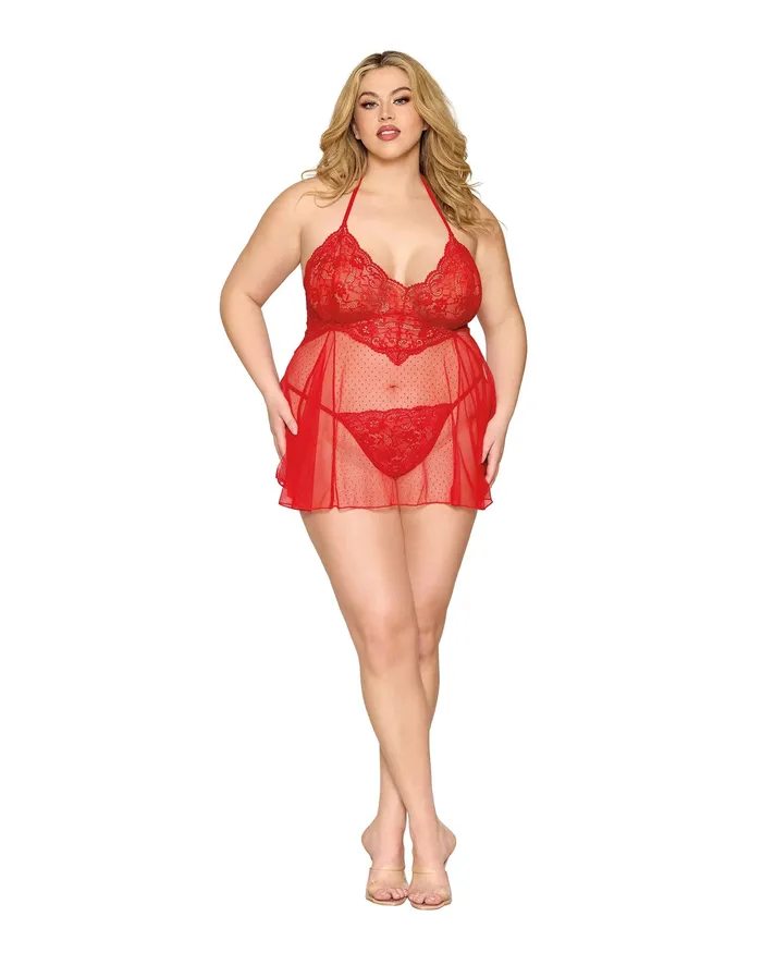 Vibrators Dreamgirl Babydoll and GString Dmnd One Size Queen Red
