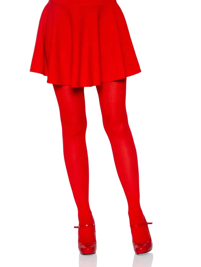 Vibrators Nylon Tights One Size Red Leg Avenue